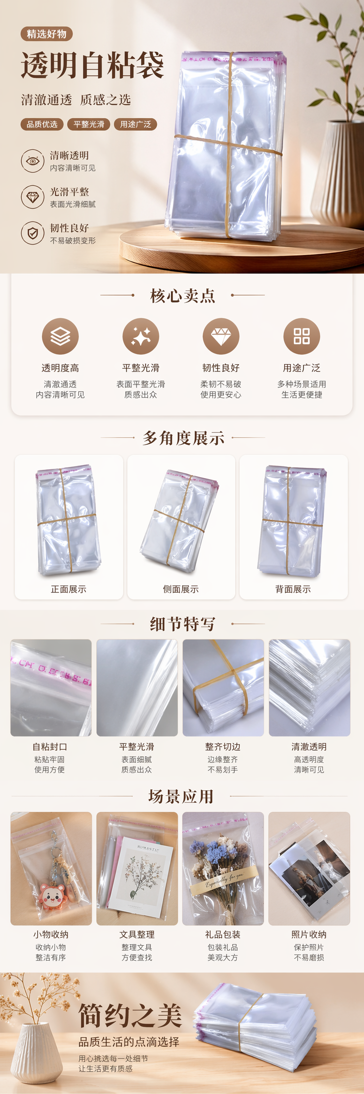 加厚透明塑料袋堆叠装黄色橡皮筋捆绑厨房食品收纳用 pic 1