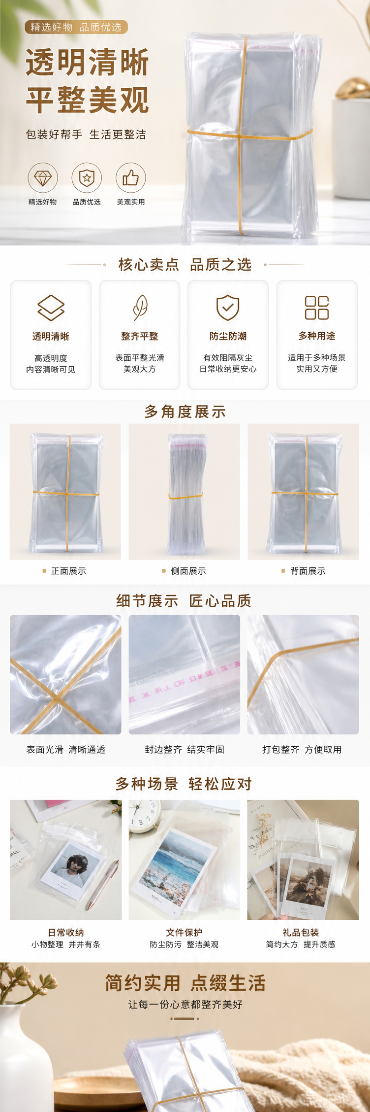 透明塑料袋堆叠式收纳袋 加厚防漏家用厨房整理袋 pic 1