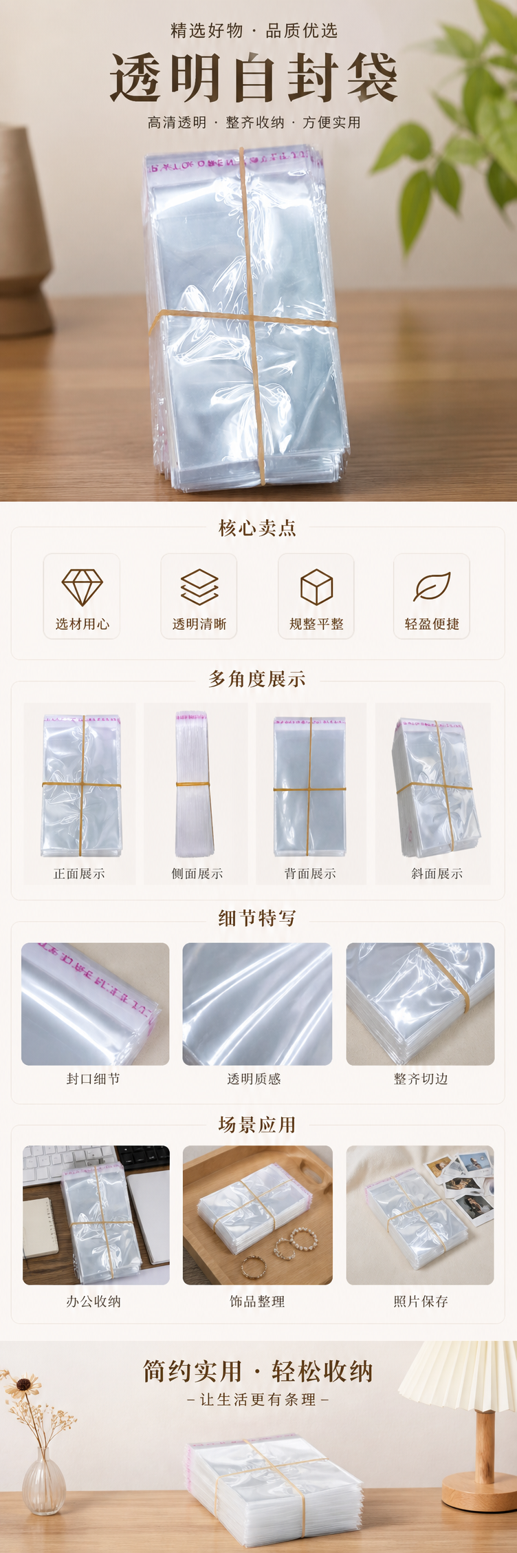 黄色橡皮筋捆扎透明塑料袋堆叠装厨房收纳保鲜密封 pic 1