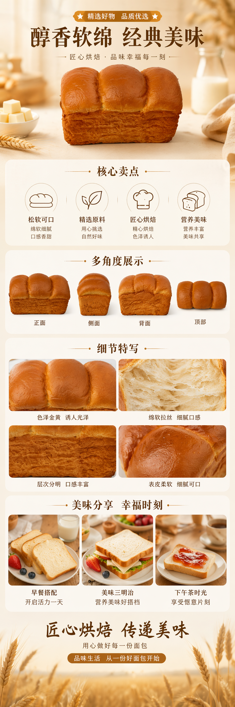 金黄色三联面包整箱装松软香甜早餐烘焙食品 pic 1