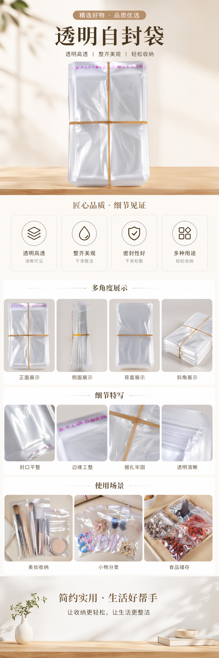 透明塑料袋堆叠装橡皮筋捆扎加厚防撕厨房收纳用详情1