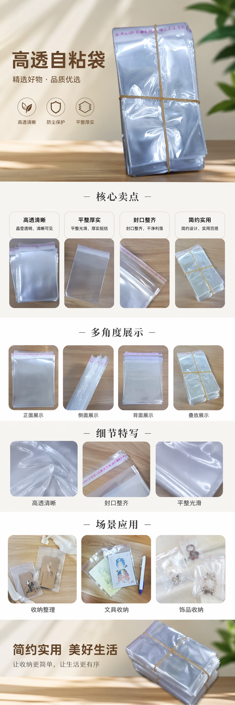 透明塑料袋堆叠式 橡皮筋捆扎设计 厨房收纳保鲜袋详情1