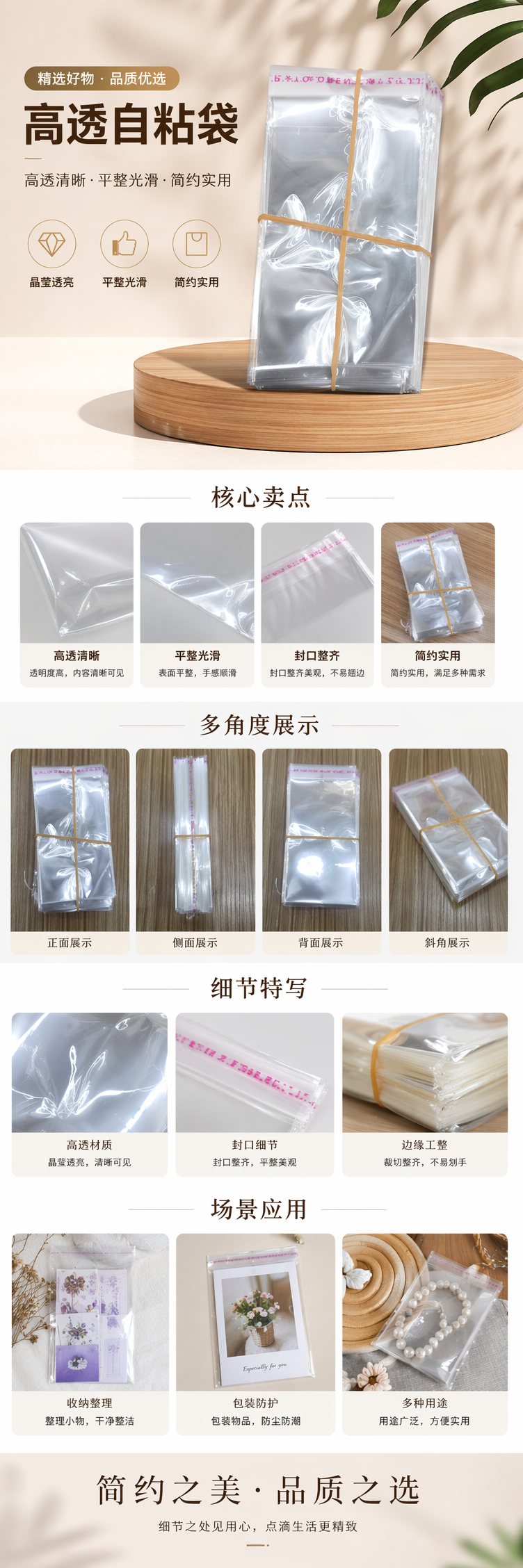 透明塑料袋堆叠式加厚食品级密封保鲜袋厨房收纳用 pic 1