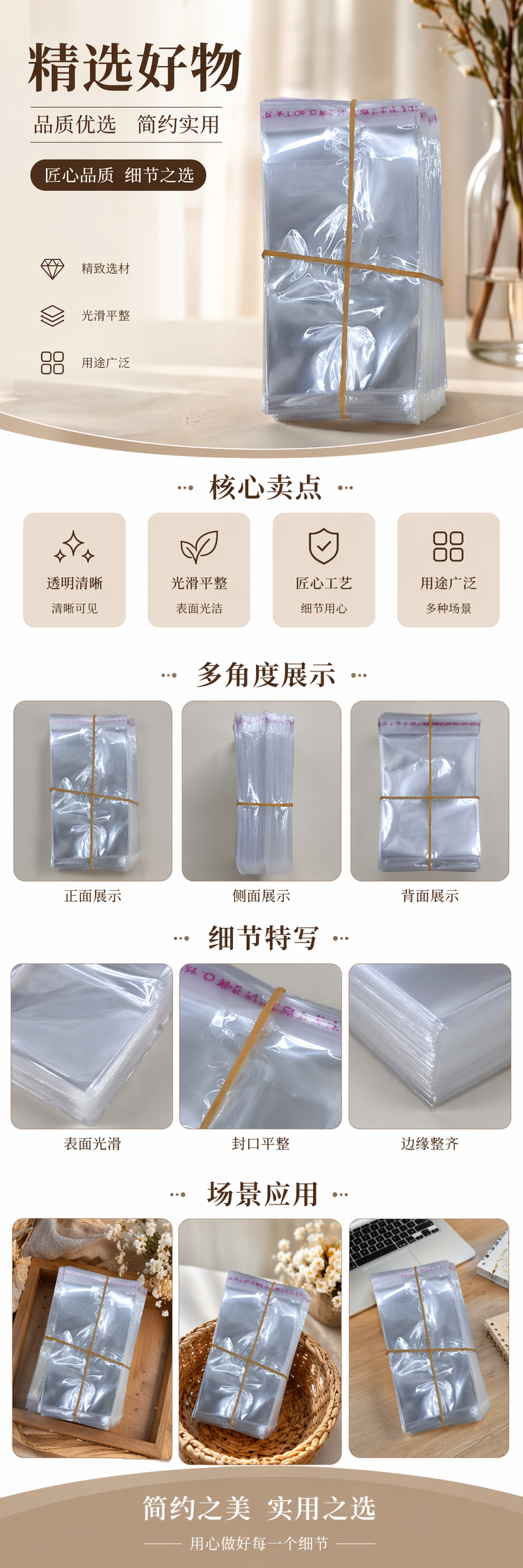透明PVC堆叠塑料袋 橡皮筋捆扎设计 厨房零食收纳专用详情1