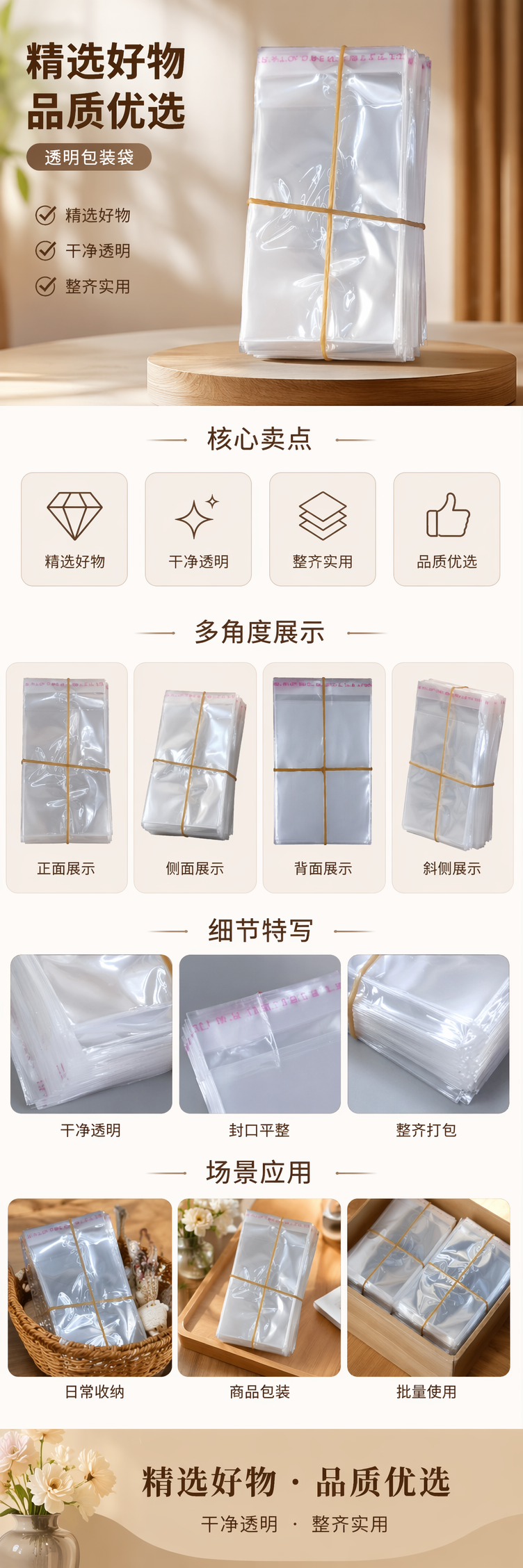 透明塑料袋堆叠捆扎专用加厚食品级密封防漏袋 pic 1