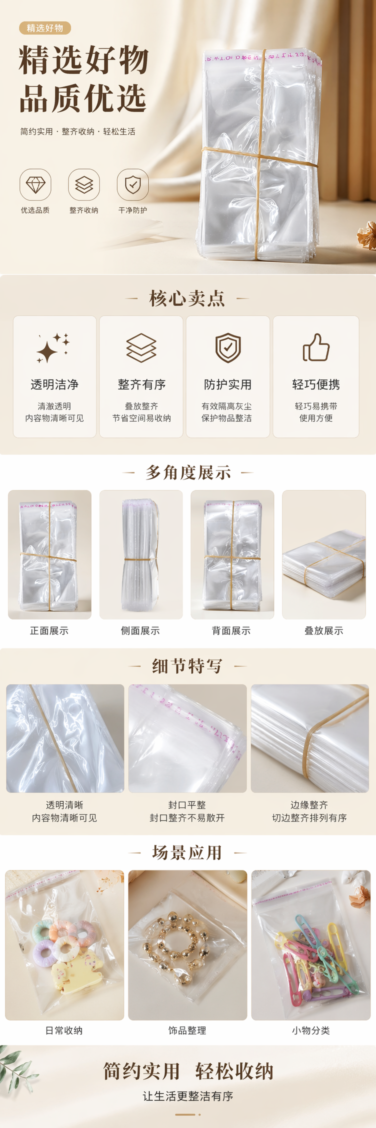 透明塑料袋堆叠式加厚PE材质厨房食品保鲜收纳袋 pic 1