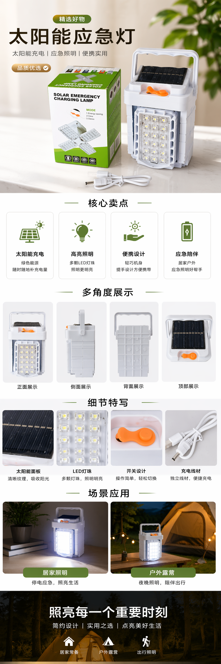 便携式太阳能野营灯露营垂钓LED户外灯地摊用详情1