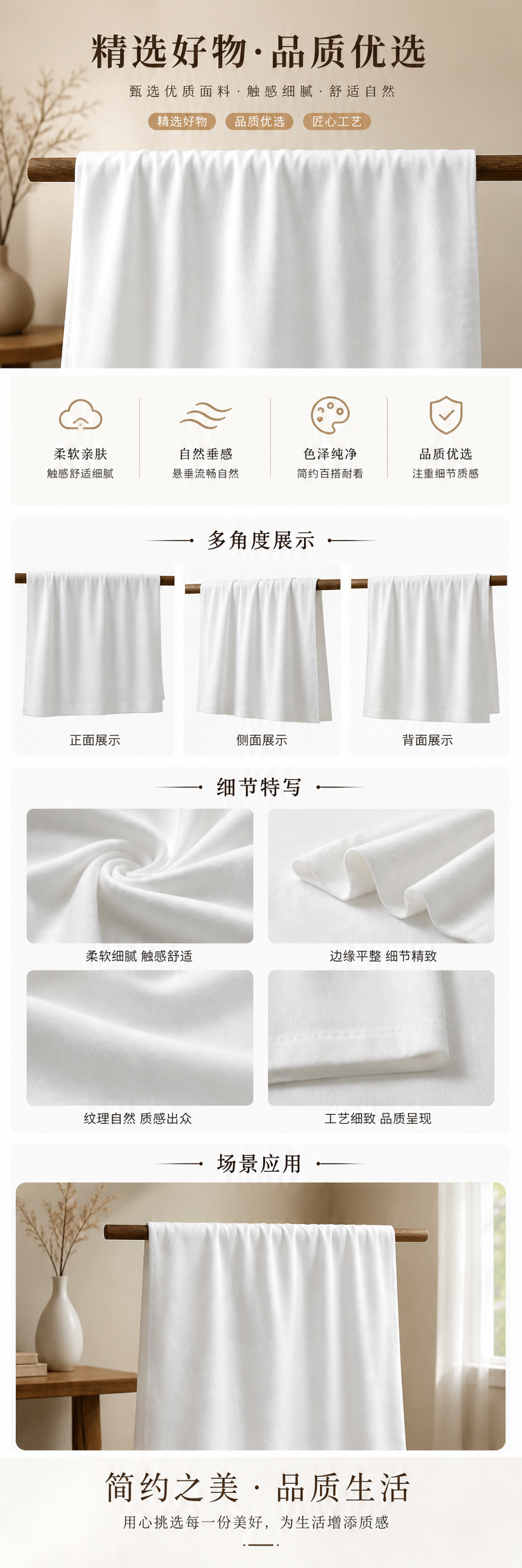 White fabric, pure cotton, all-cotton fabric, home tailor, DIY handcrafted fabric material pic 1