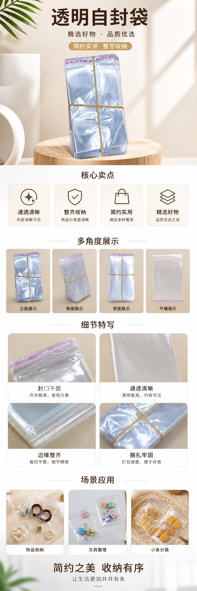 透明塑料袋堆叠式收纳袋加厚防潮家用厨房整理袋 pic 1
