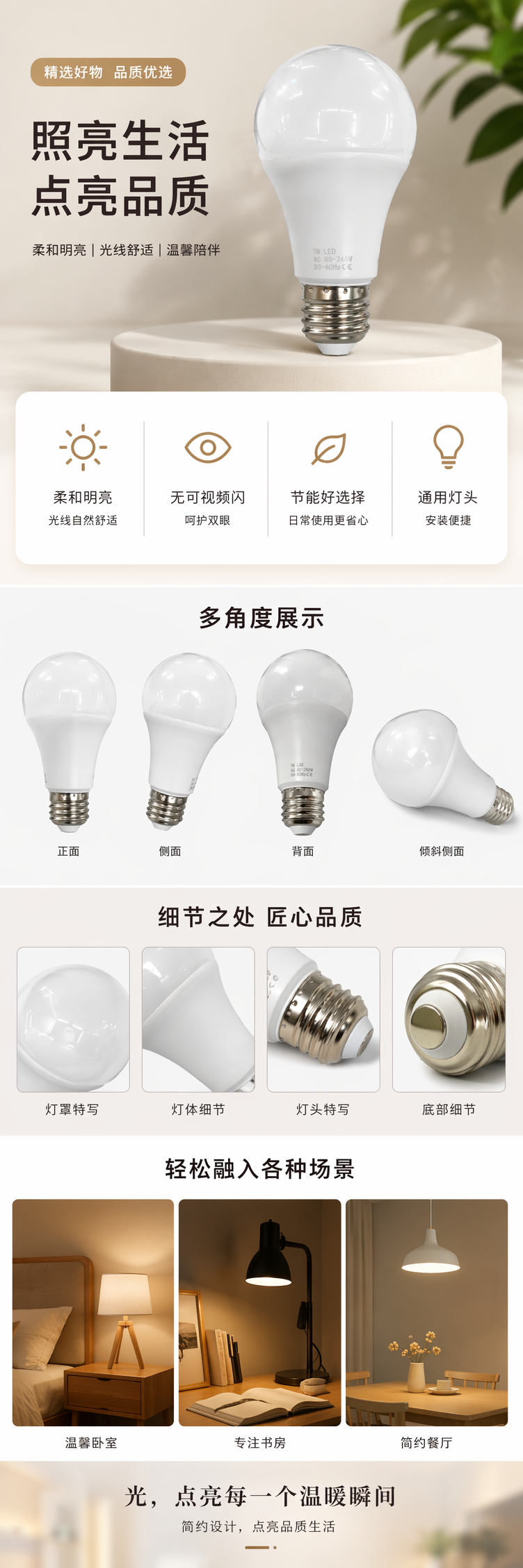 美规LED球泡灯白色智能变色节能灯泡400W50W pic 1