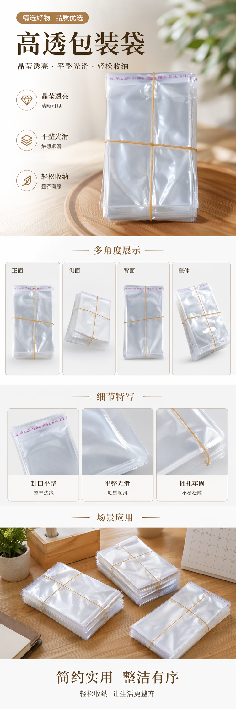 透明塑料袋堆叠式收纳袋加厚防漏家用厨房整理袋 pic 1