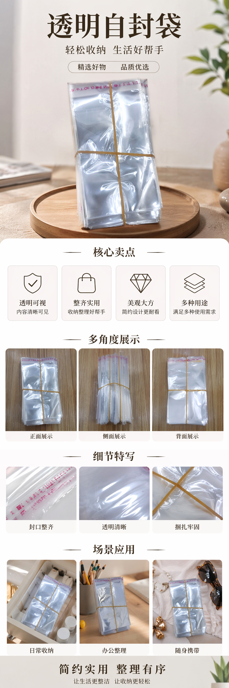 透明塑料袋堆叠式收纳袋加厚防漏家用厨房食品保鲜密封 pic 1