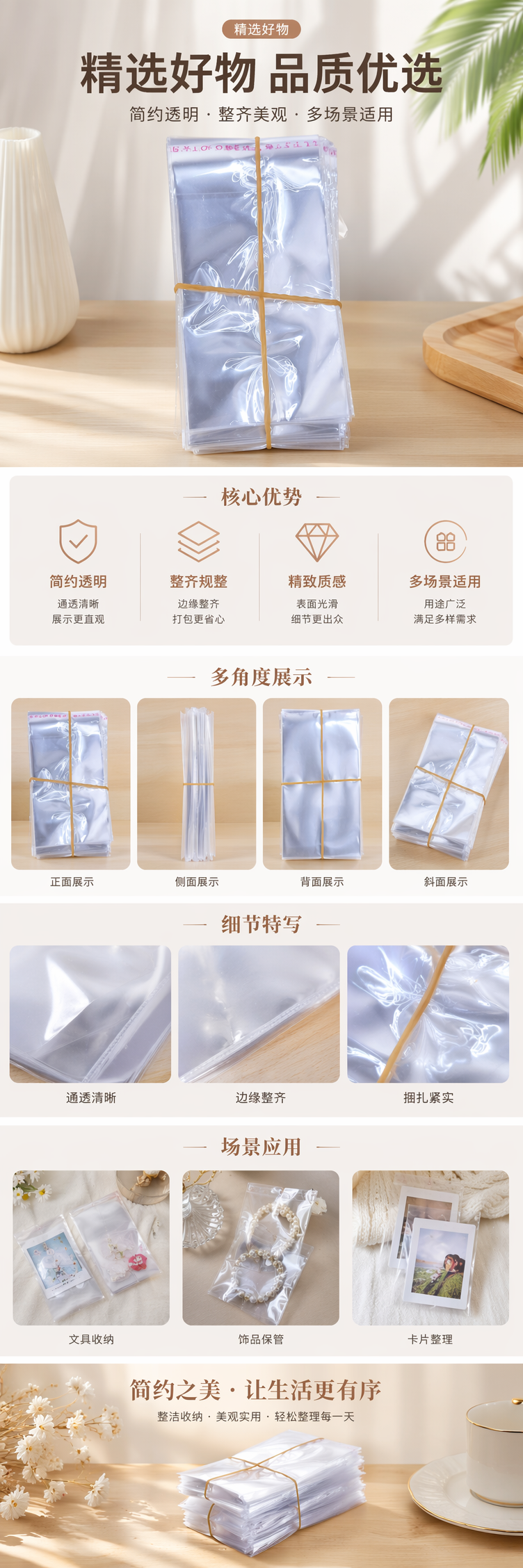 透明塑料袋堆叠装 橡皮筋捆扎便携式厨房收纳袋 pic 1
