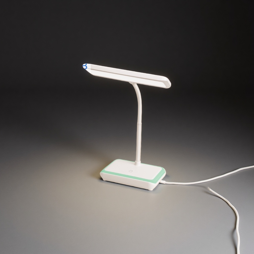 白色简约台灯卧室床头阅读护眼LED可调光 desk lamp
