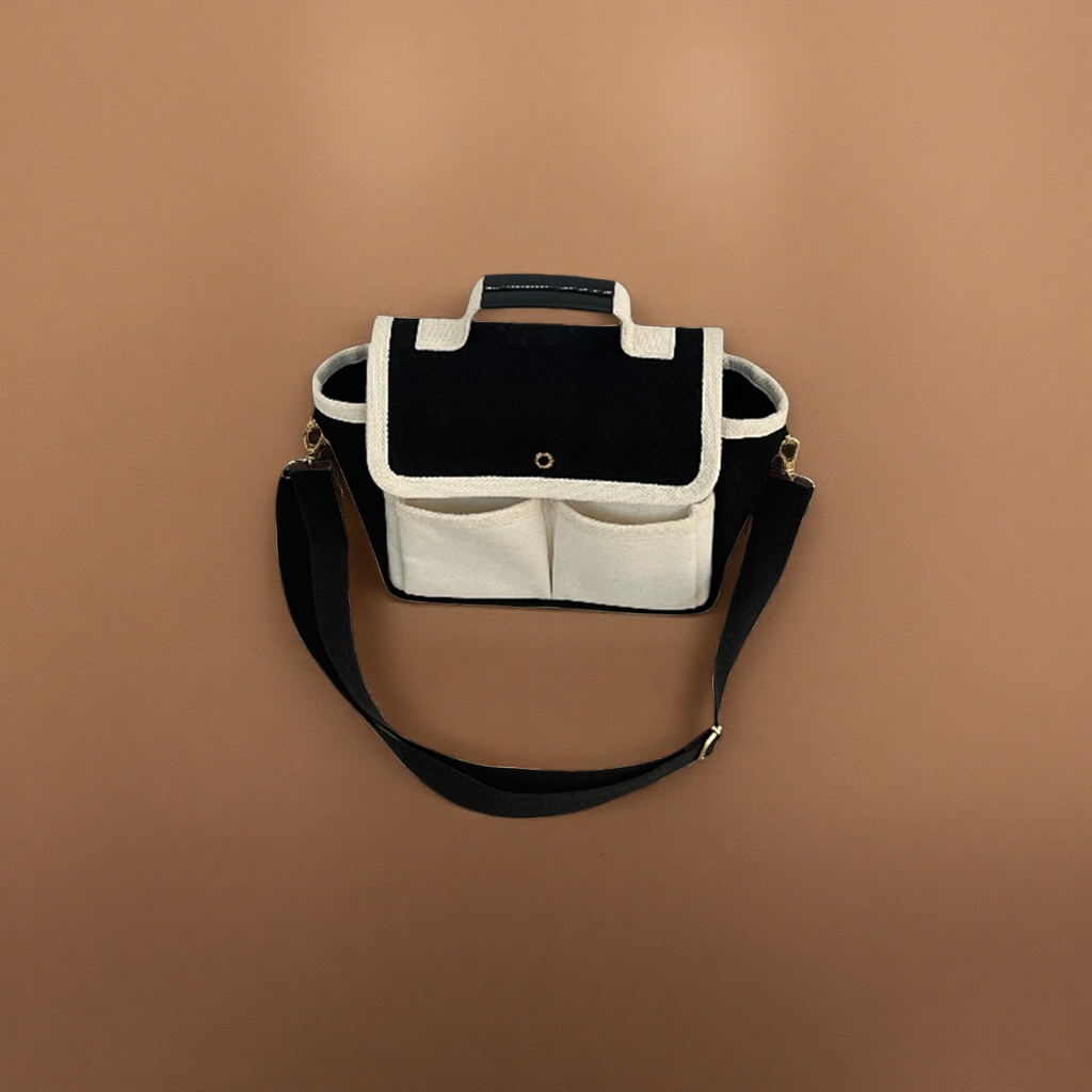 حقائب سود وأبيض مصنوعة من قماش مصنوعة من أزياء ذات أحجام كبيرة من سندات الشحن Specification image