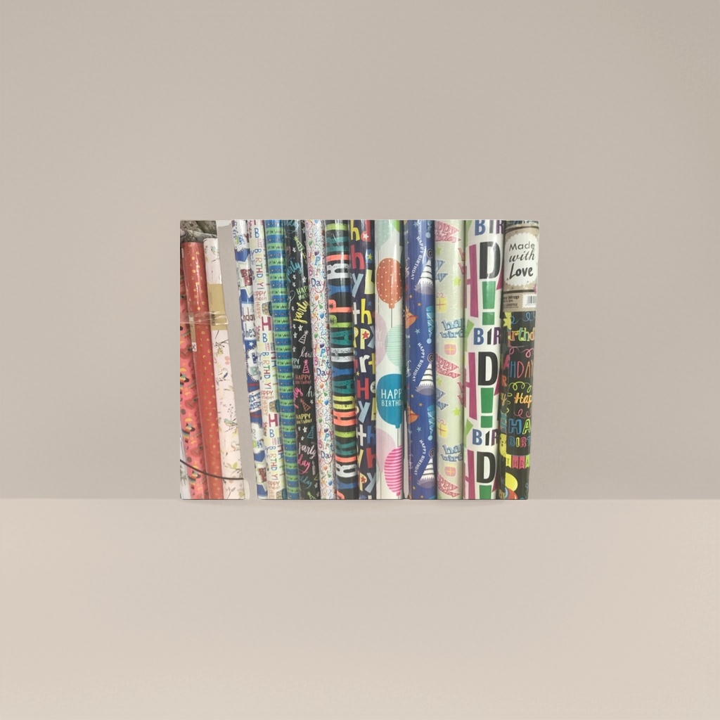 彩色生日主题包装纸卷 30米长 卡通图案礼盒 wrapping paper