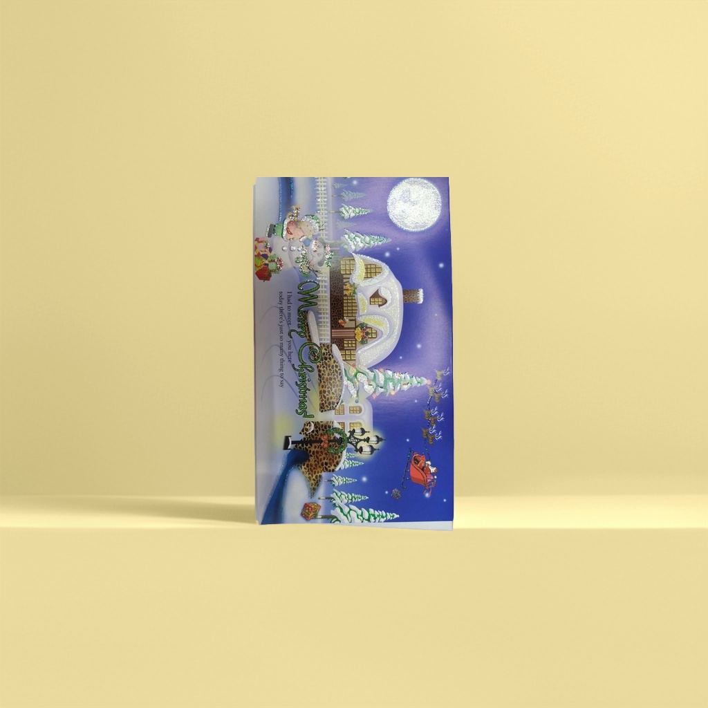 蓝色圣诞贺卡创意手绘节日祝福卡片