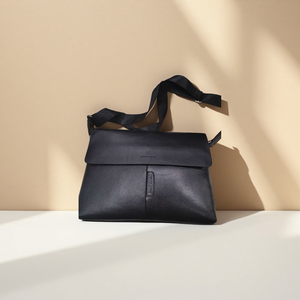 Black leather crossbody bag, a versatile, fashionable and lightweight single-shoulder bag for women's daily commuting Specification image