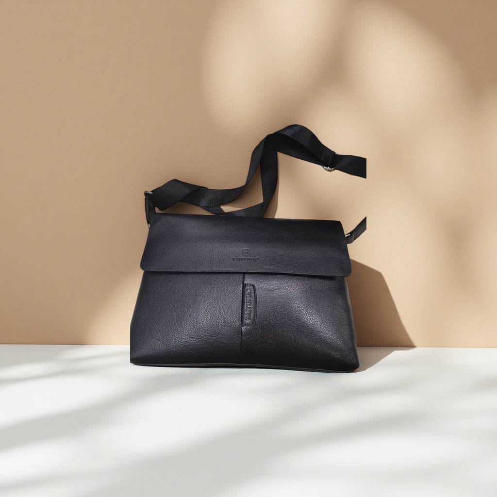 Black leather crossbody bag, a versatile, fashionable and lightweight single-shoulder bag for women's daily commuting