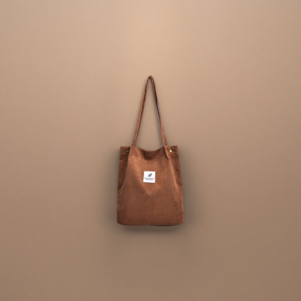 Brown corduroy tote bag, large-capacity commuter hand and shoulder bag for women's casual wear Application Scenario
