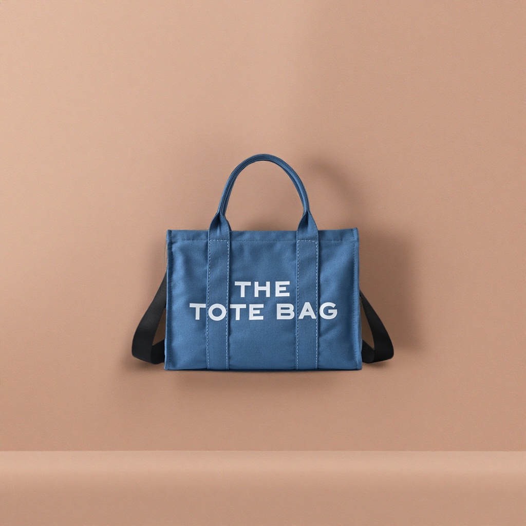 Blue tote bag, large-capacity, lightweight and fashionable commuter shopping handbag