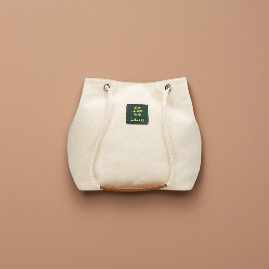 The off-white canvas bag is a simple, versatile, hand-held and shoulder-carrying commuter casual lady's bag Application Scenario