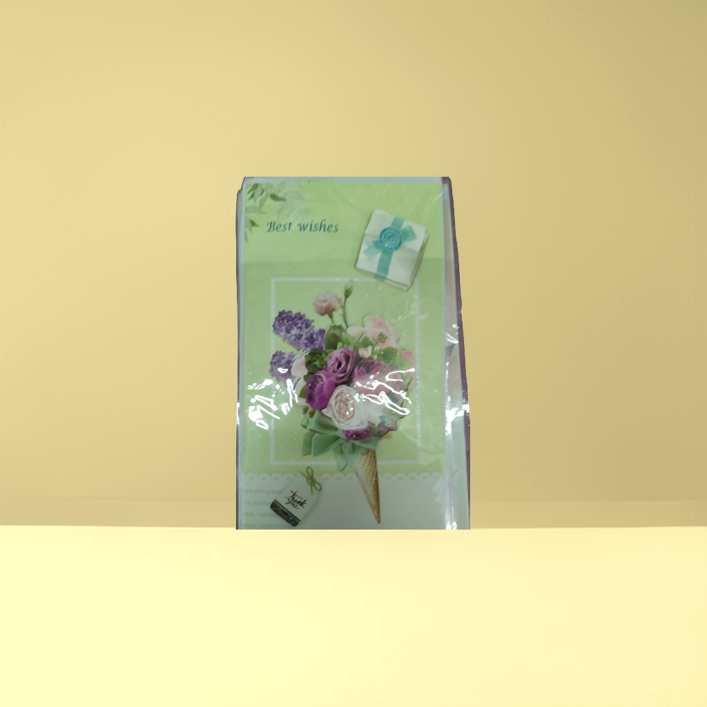 浅绿色背景贺卡+花卉礼盒图案产品图