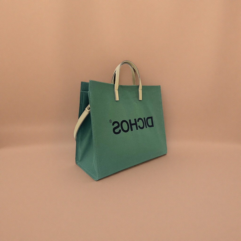The green canvas bag is a simple and versatile large-capacity commuting shopping handbag Specification image