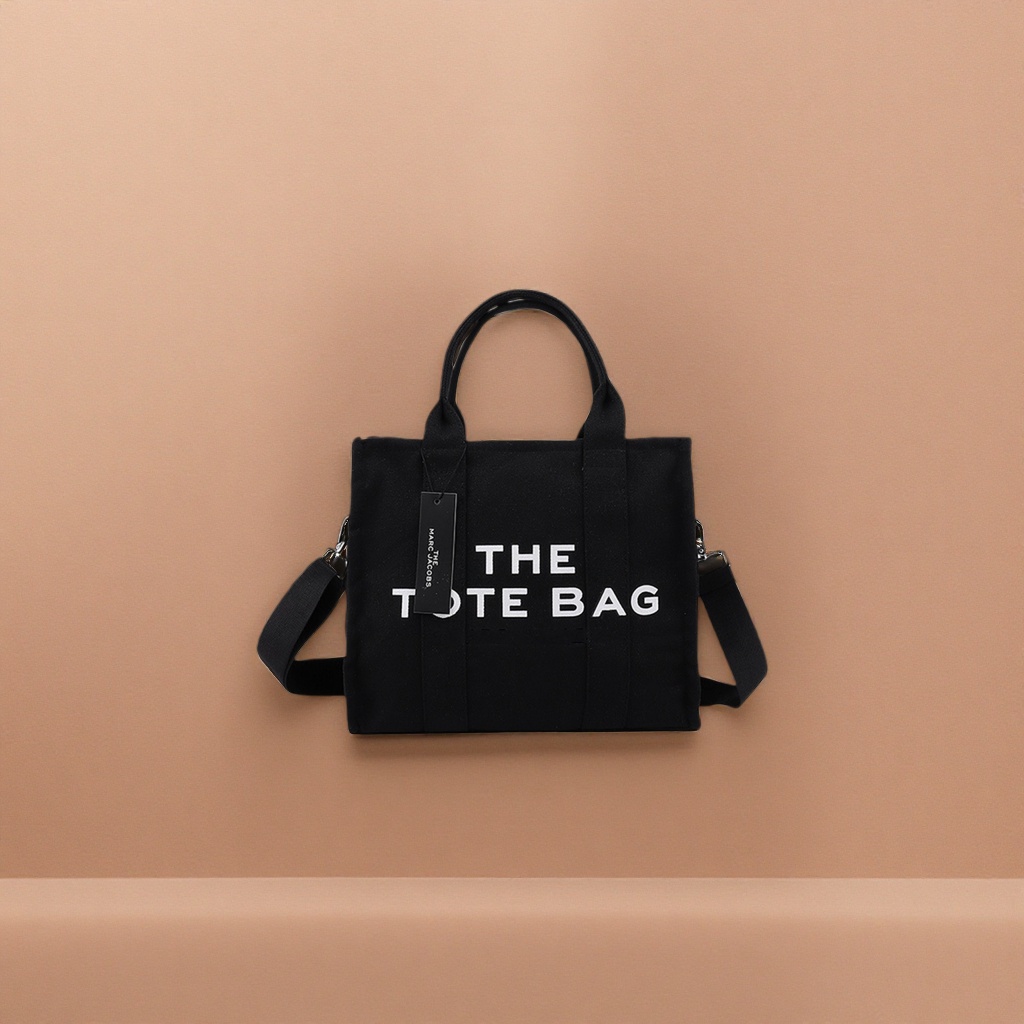黑色THE TOTE BAG托特包双提手可拆卸肩带品牌标签