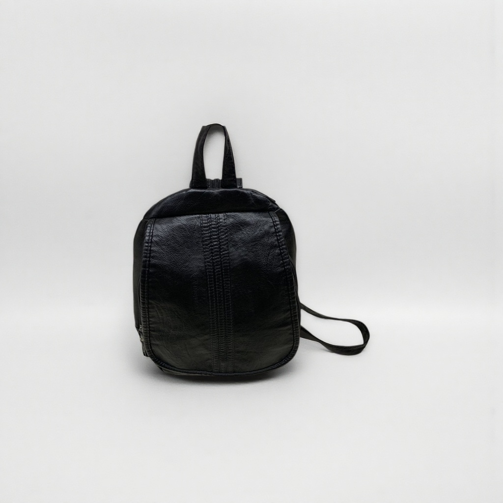 Black leather backpack, simple business, large capacity, lightweight and durable student commuting backpack Specification image