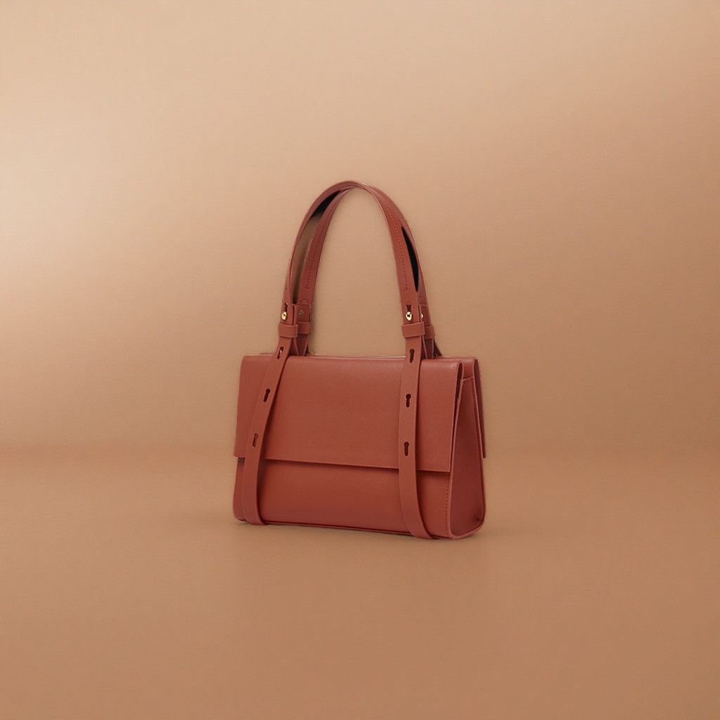 This brown genuine leather handbag is a simple commuting tote bag for women. It has a large capacity, is lightweight and fashionable Application Scenario