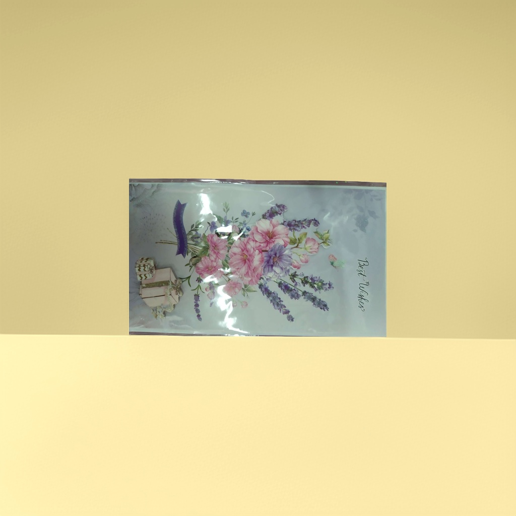 紫色粉色花卉图案贺卡手写祝福创意生日节日通用