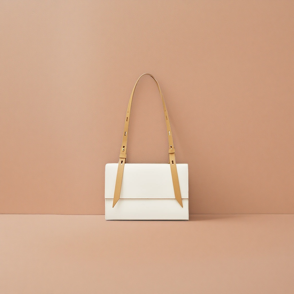 Beige shoulder strap and white handbag: A simple and fashionable single-shoulder bag for commuting ladies Specification image