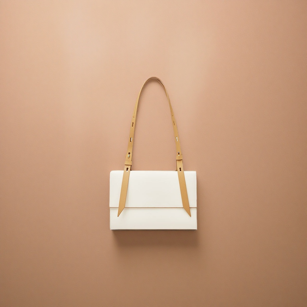 Beige shoulder strap and white handbag: A simple and fashionable single-shoulder bag for commuting ladies details Picture