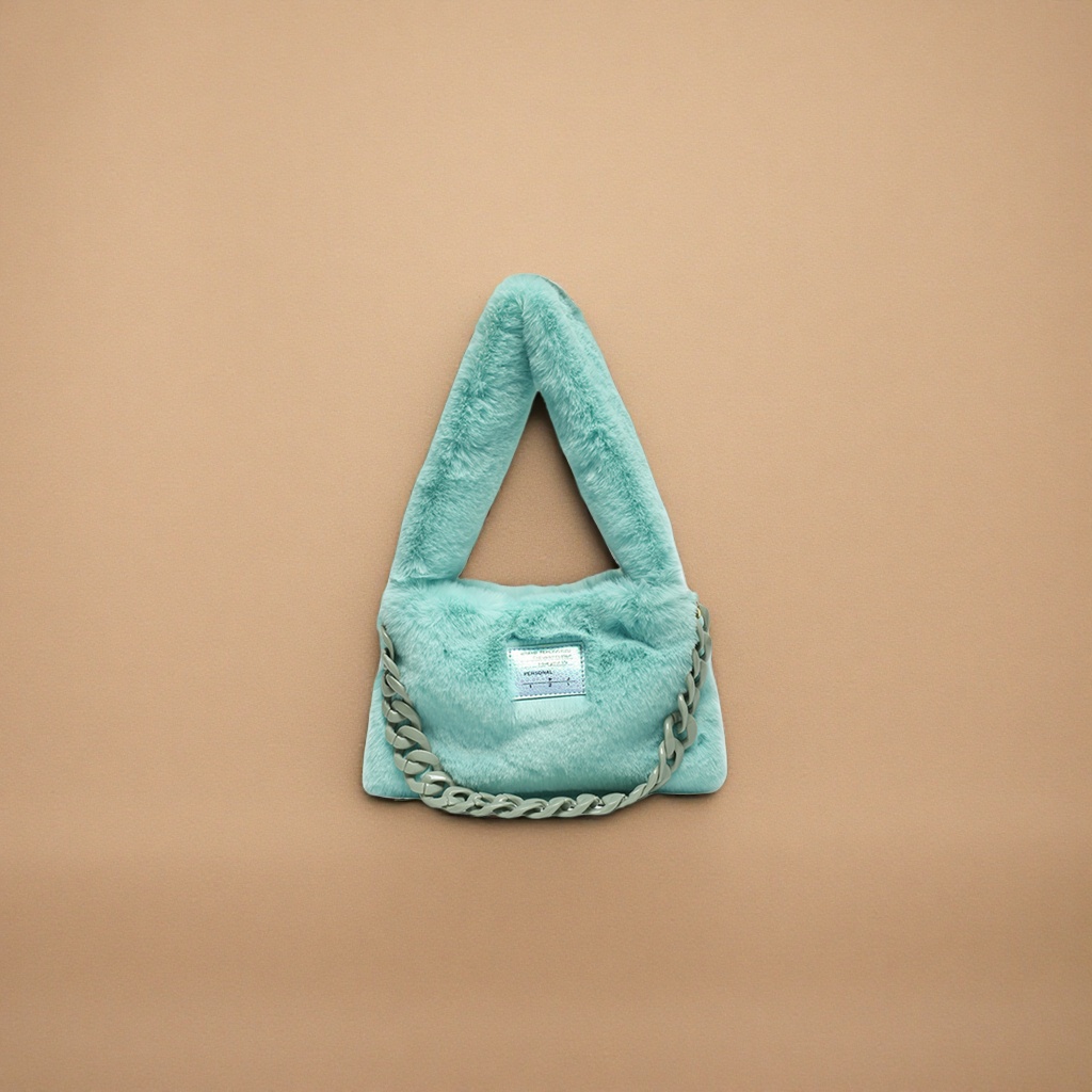 Light green plush handbag, a fashionable and versatile shoulder bag for women Specification image
