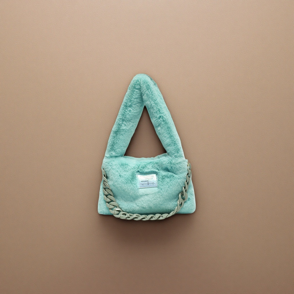 Light green plush handbag, a fashionable and versatile shoulder bag for women Application Scenario