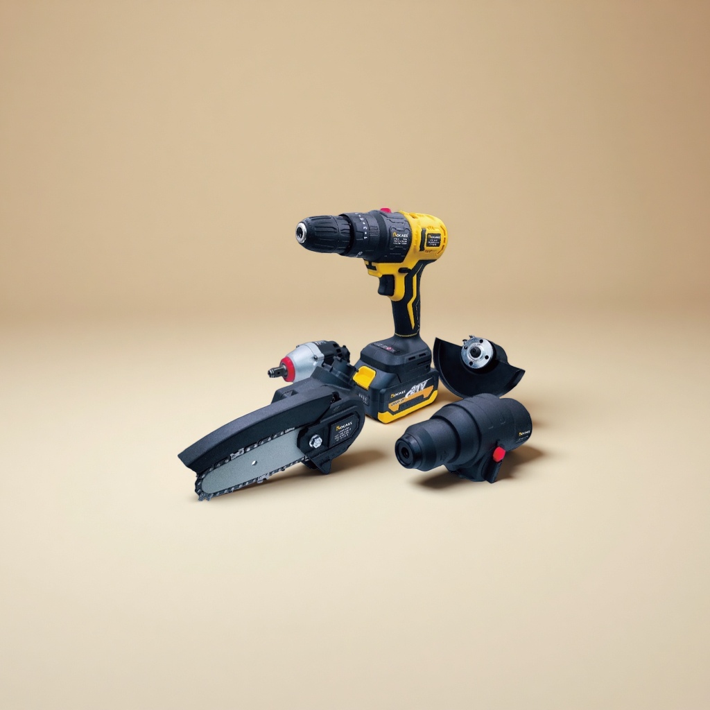 Yellow electric drill, a portable and multi-functional drilling tool for household use with lithium battery rechargeable handheld electric drills