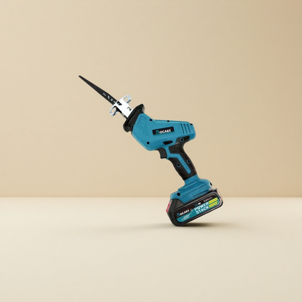 Blue and black electric reciprocating saw, household multi-functional cutting saw, portable lithium battery reciprocating saw