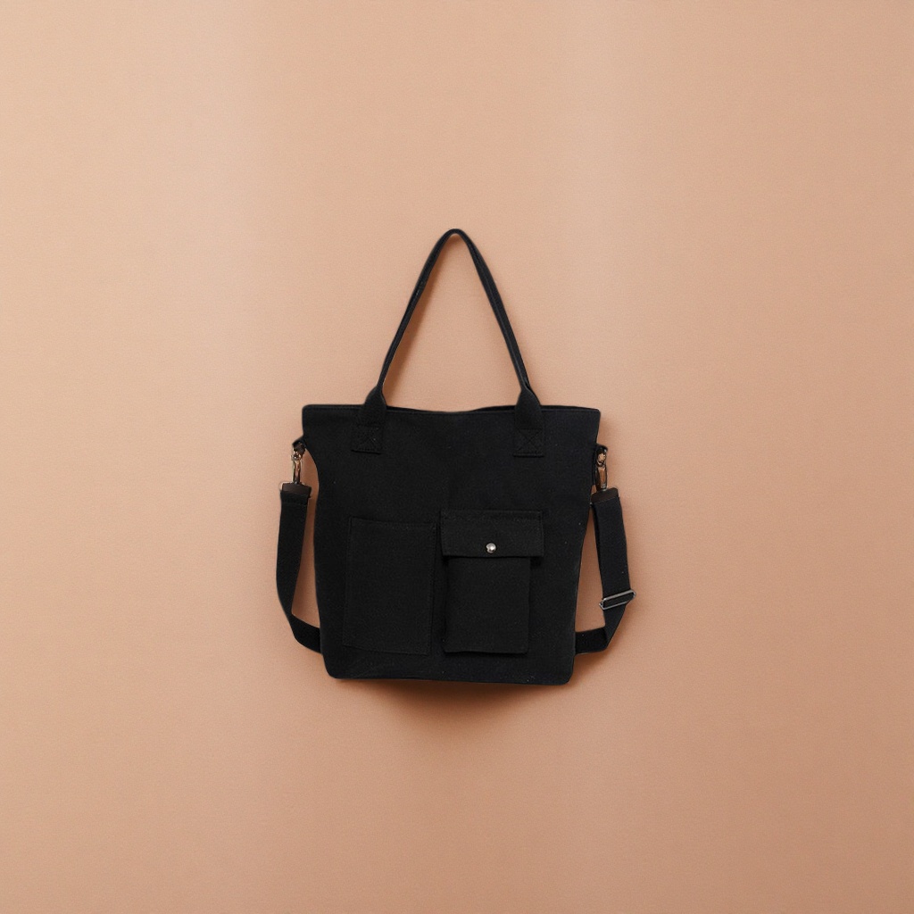 This black canvas bag is a simple and versatile single-shoulder crossbody bag for commuting and casual wear Specification image