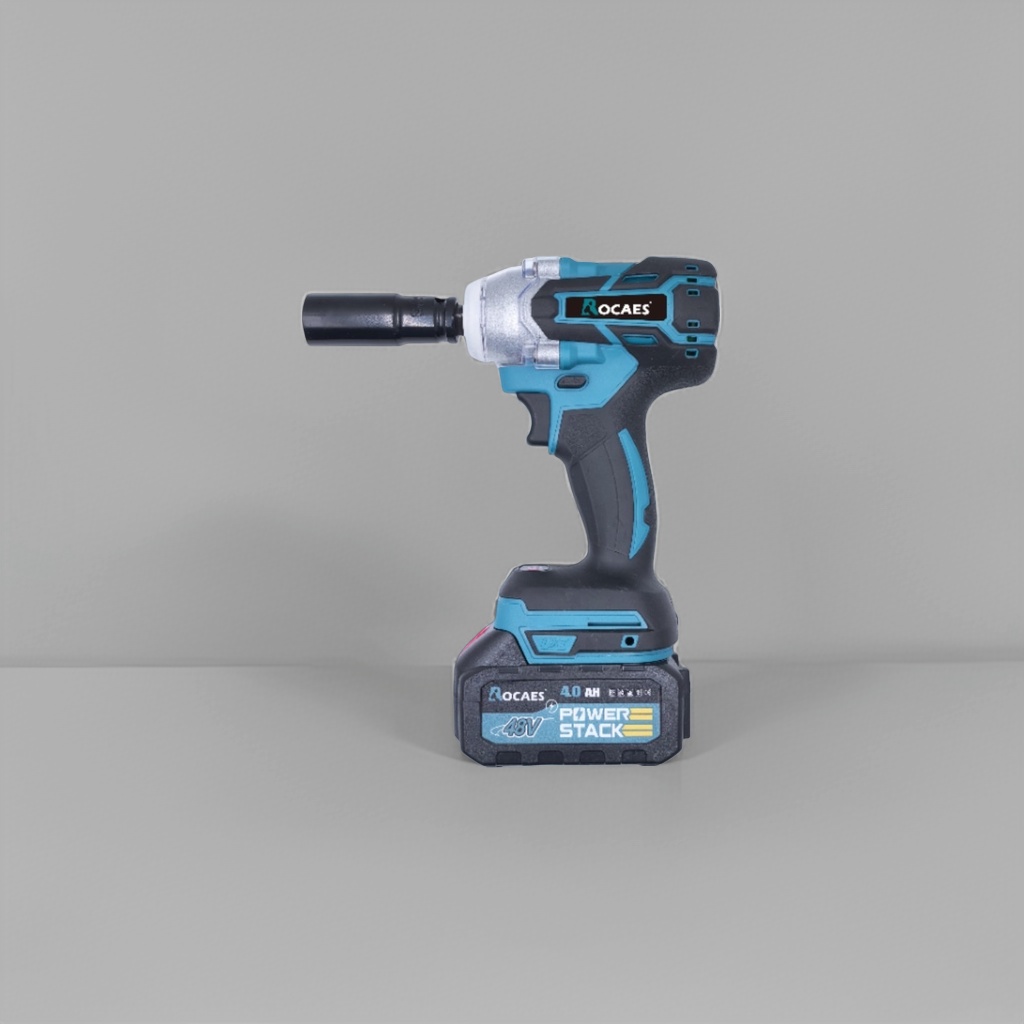 蓝黑电动冲击扳手 扭矩强劲 无刷电机 快速拧紧专业工具 Specification image