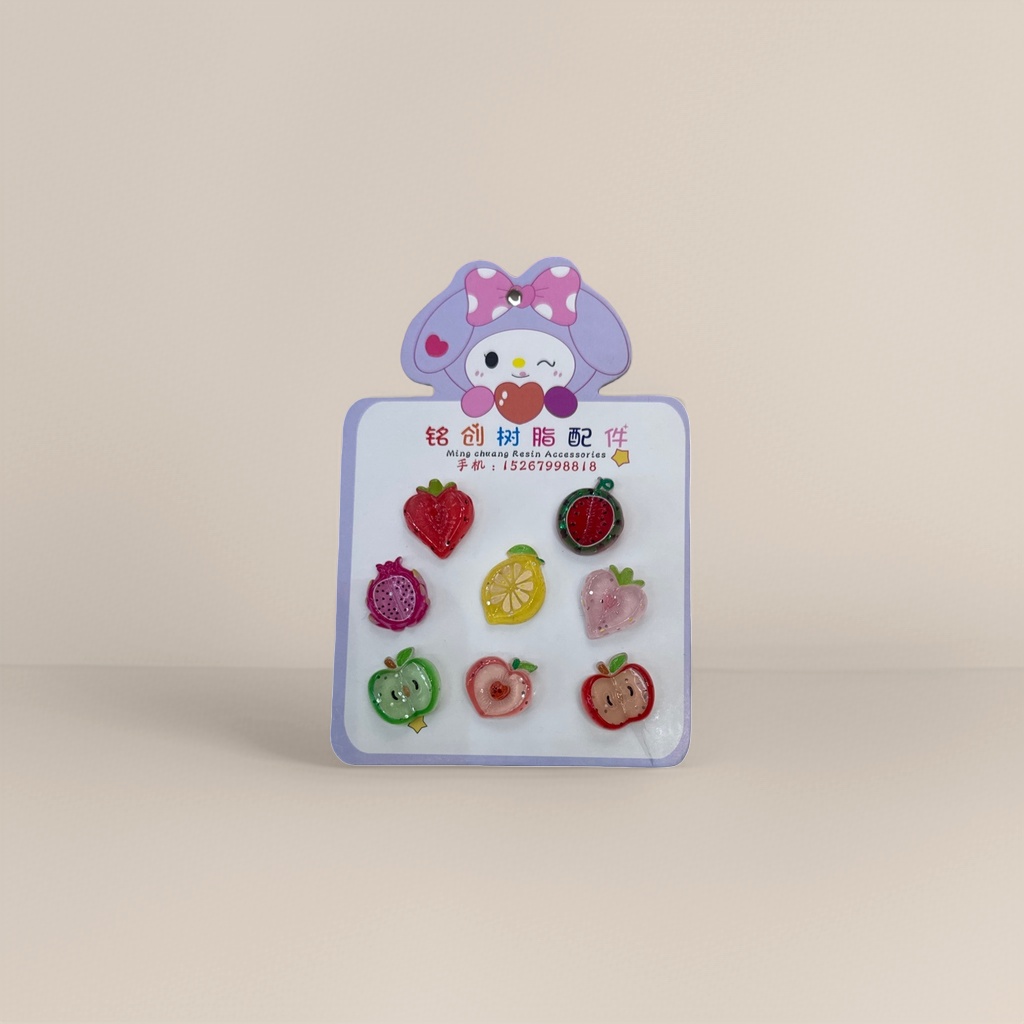 Colorful resin fruit-shaped jewelry set, creative and fresh diy pendant accessories Application Scenario