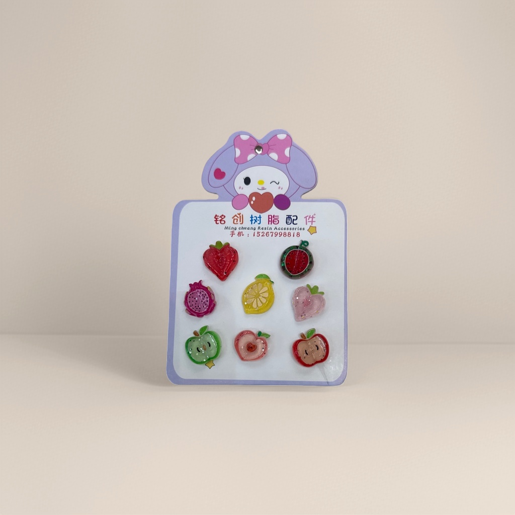 Colorful resin fruit-shaped jewelry set, creative and fresh diy pendant accessories