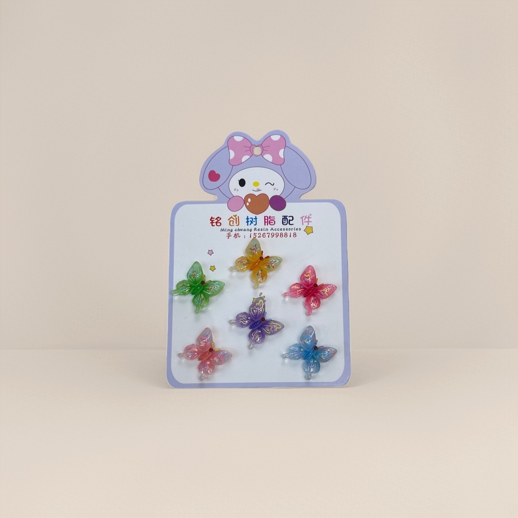 Colorful butterfly hair clips, cute headwear for girls, sweet style, diy resin hair clips, multiple colors to choose from Application Scenario