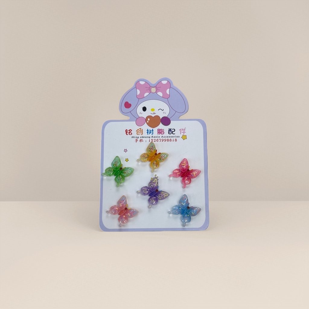 Colorful butterfly hair clips, cute headwear for girls, sweet style, diy resin hair clips, multiple colors to choose from Specification image
