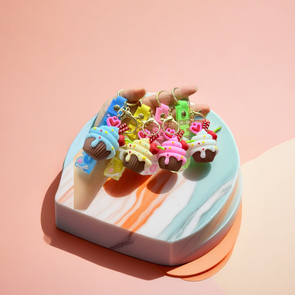 Colorful dessert cake-shaped keychains, cute and fun pendants, girls' gifts Specification image