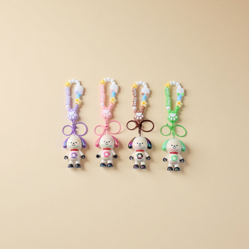 Colorful puppy pendant, cute plush keychain, car backpack decorative small pendant details Picture