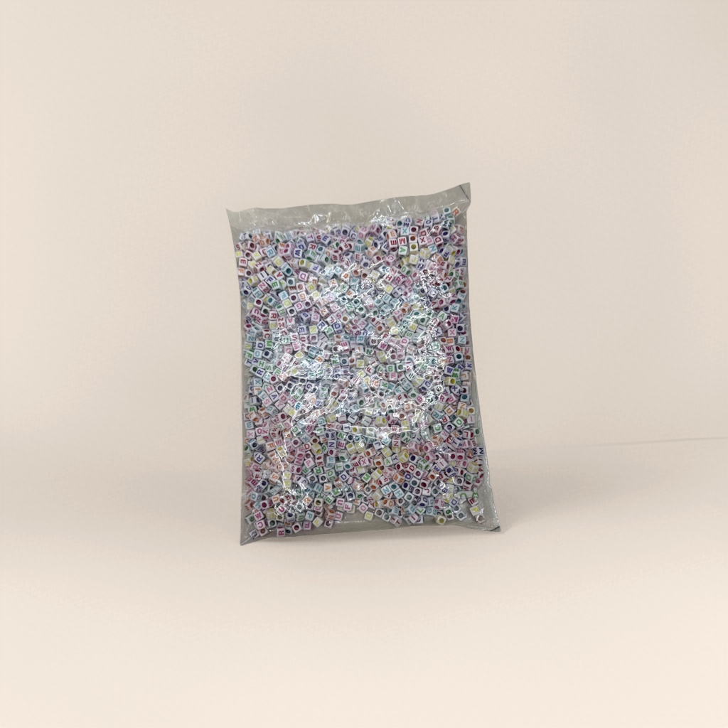 DIY handcrafted beading material with colorful letter square beads in transparent plastic bags Application Scenario