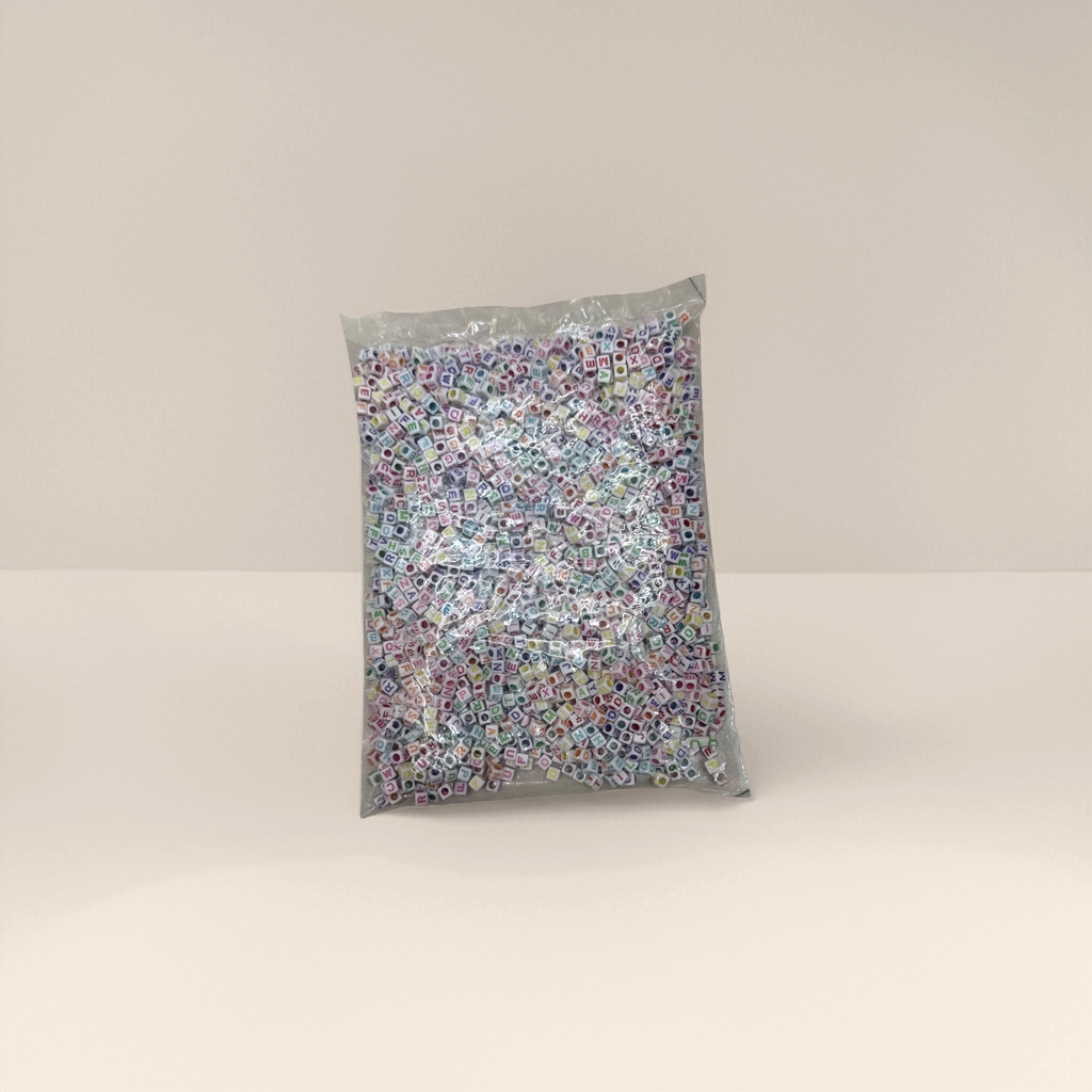 DIY handcrafted beading material with colorful letter square beads in transparent plastic bags details Picture