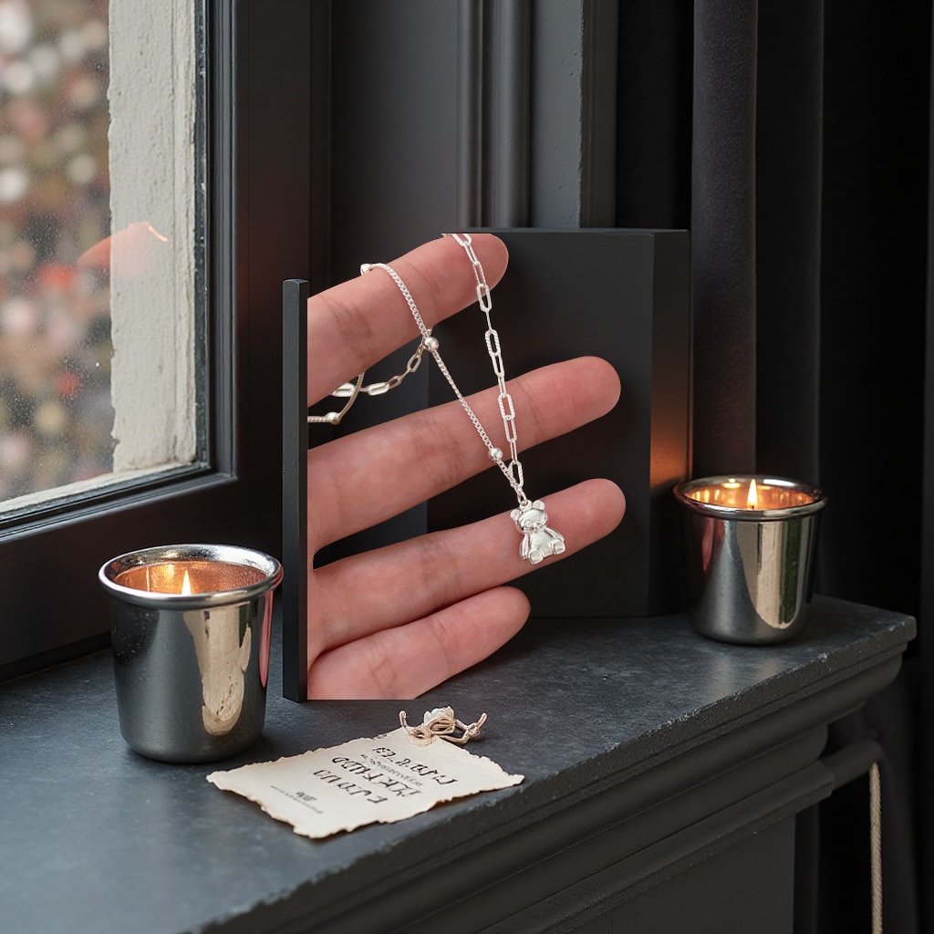 The silver bear pendant necklace is a simple, versatile and fashionable accessory