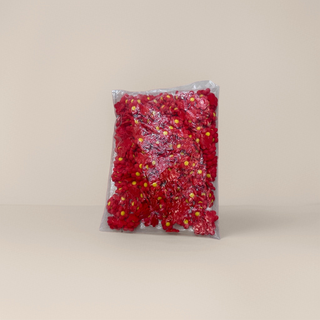 红色小花装饰品diy饰品配件pvc软胶